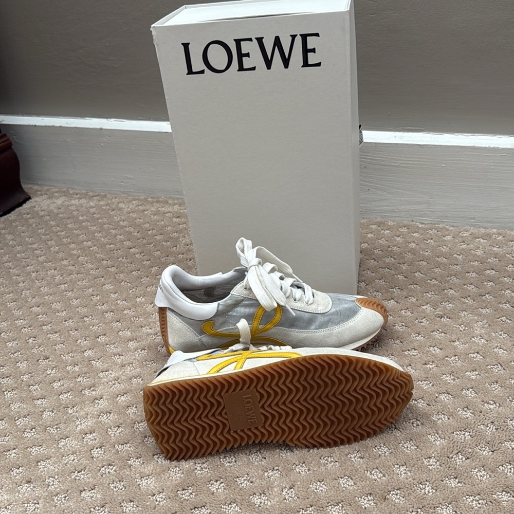 Loewe White and Yellow Sneakers